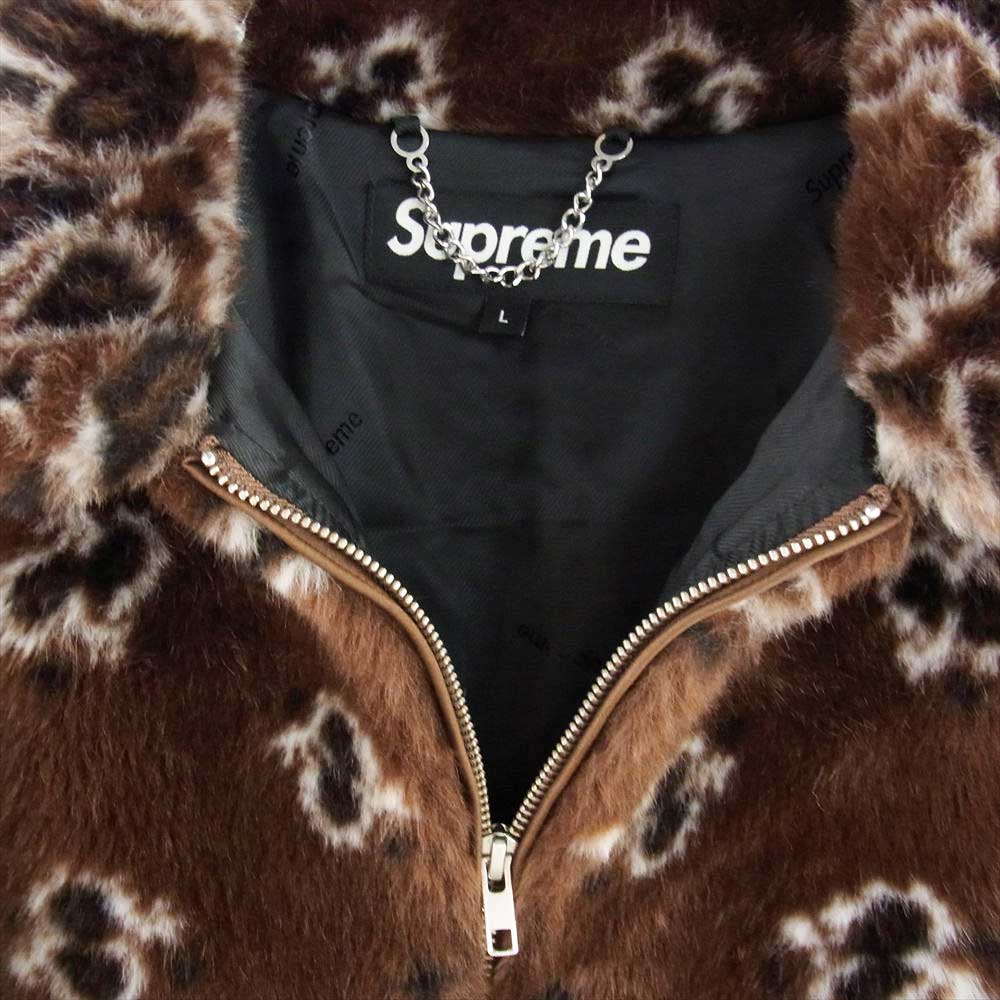 Supreme シュプリーム 21SS Bandana Faux Fur Bomber Jacket バンダナ フェイクファー ボンバー ジャケット 総柄ファー ブルゾン ブラウン系 L【中古】