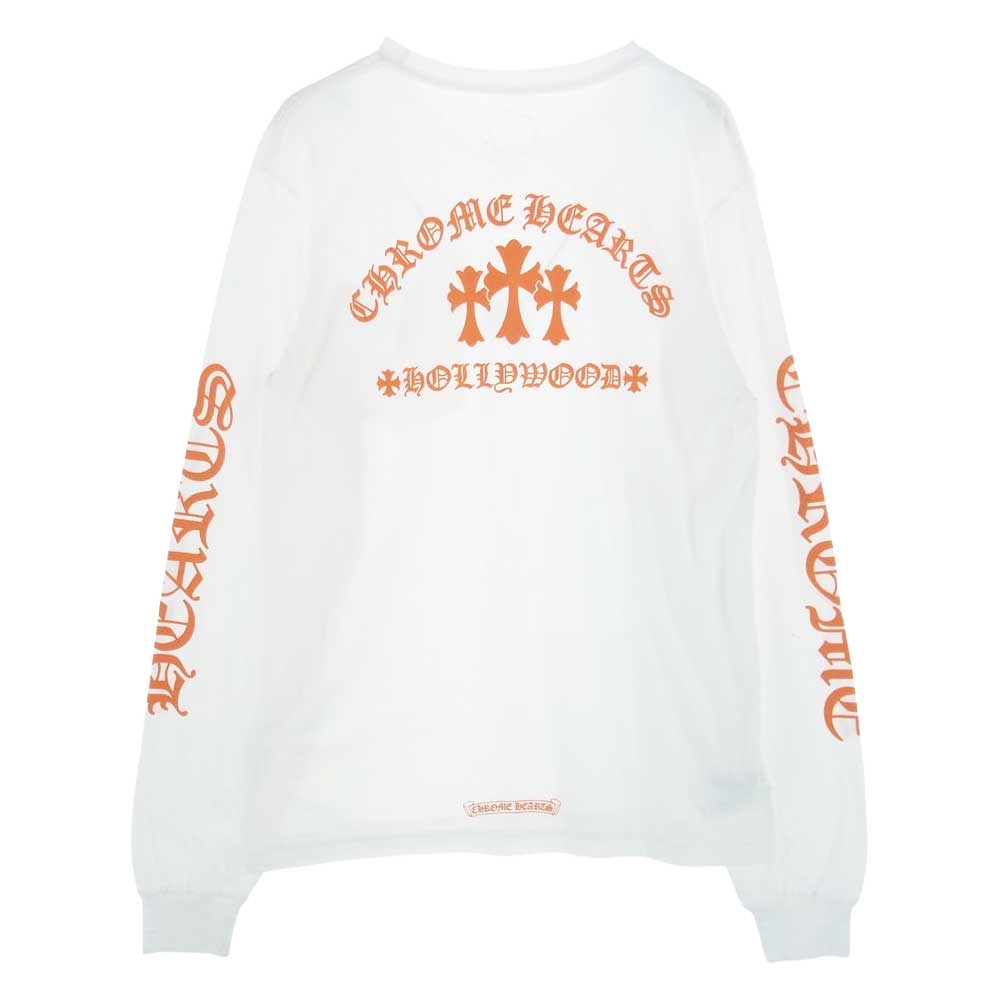 CHROME HEARTS クロムハーツ（原本無） Orange Cemetery Cross LS Tee オレンジ セメタリー クロス ロングスリーブ ロンT Tシャツ 長袖 ホワイト系 L【美品】【中古】