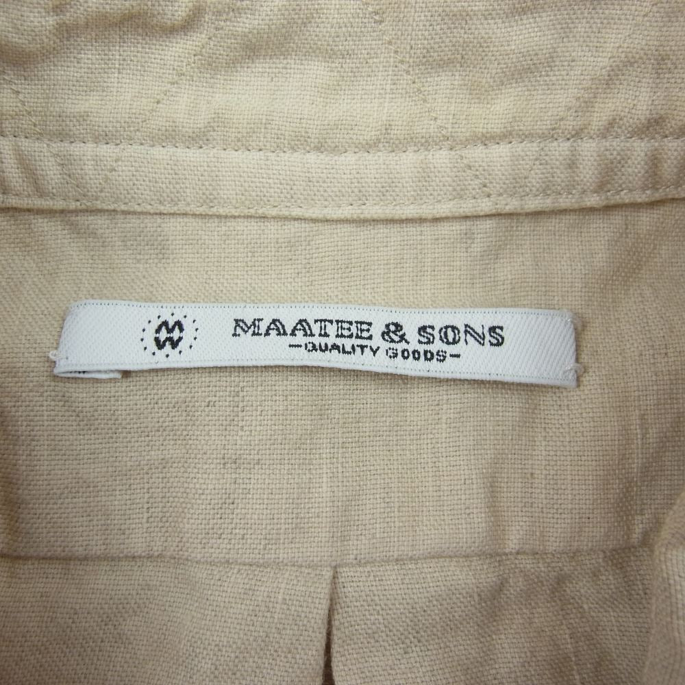 マーティーアンドサンズ 23SS MT3103-0604B 強撚 LINEN OXFORD WORK SHIRTS リネン コットン オックスフォード ワーク シャツ 長袖 ベージュ系 2【中古】