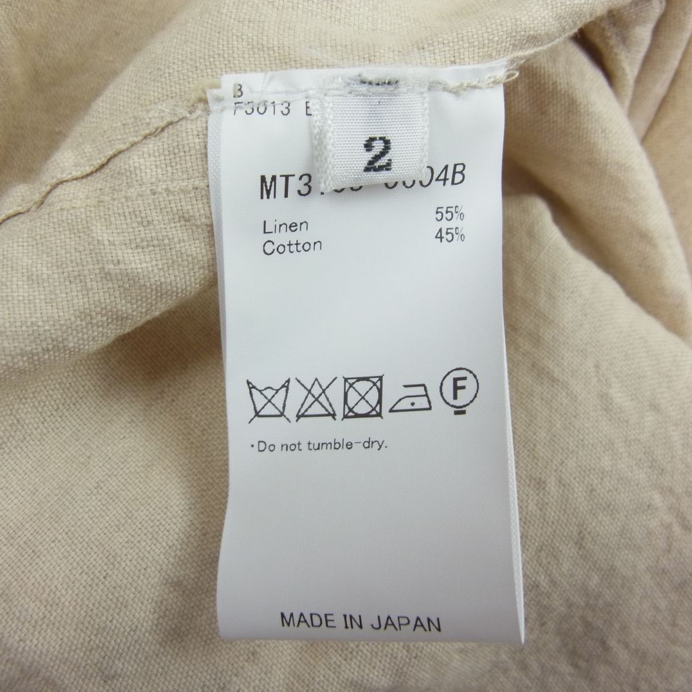 マーティーアンドサンズ 23SS MT3103-0604B 強撚 LINEN OXFORD WORK SHIRTS リネン コットン オックスフォード ワーク シャツ 長袖 ベージュ系 2【中古】