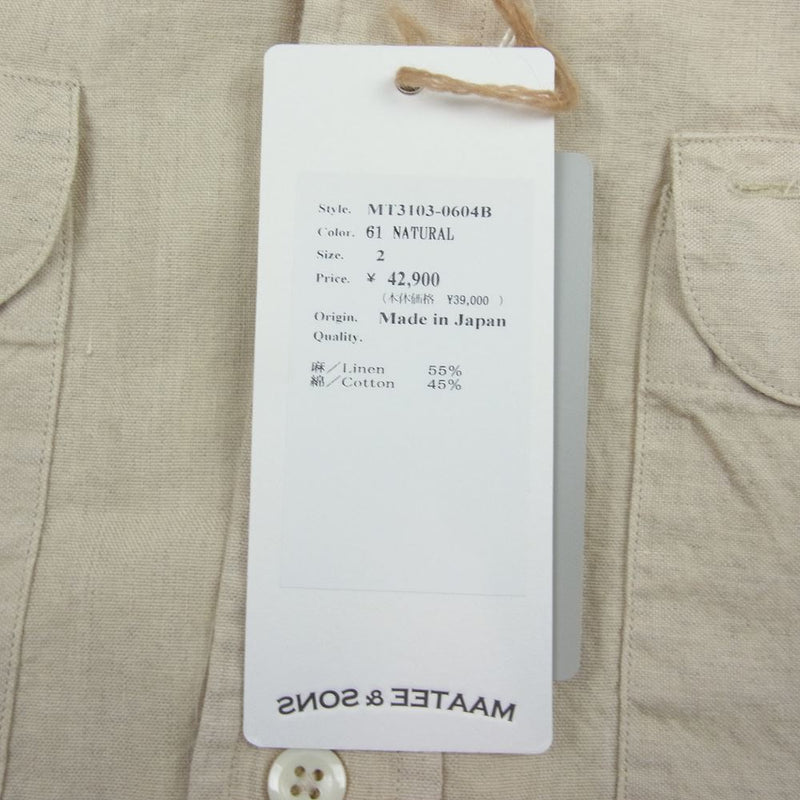 MAATEE&SONS 23SS 強撚リネンコットンオックスフォードワークシャツ マーティーアンドサンズ 23SS MT3103-0604B 強撚 LINEN OXFORD