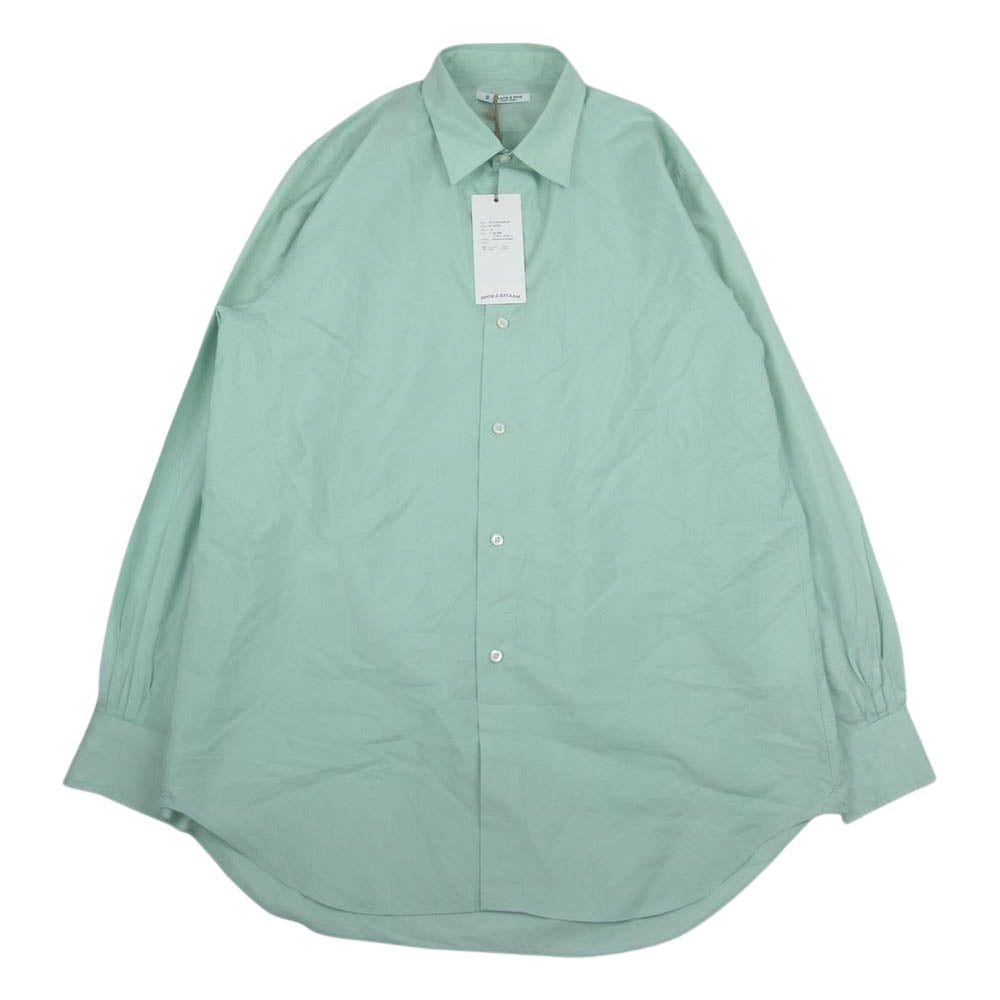 マーティーアンドサンズ 23SS MT3103-0601B ELIZABETH REGULAR COLLAR SHIRTS エリザベス レギュラー カラー コットン シルク シャツ 長袖 グリーン系 3【美品】【中古】