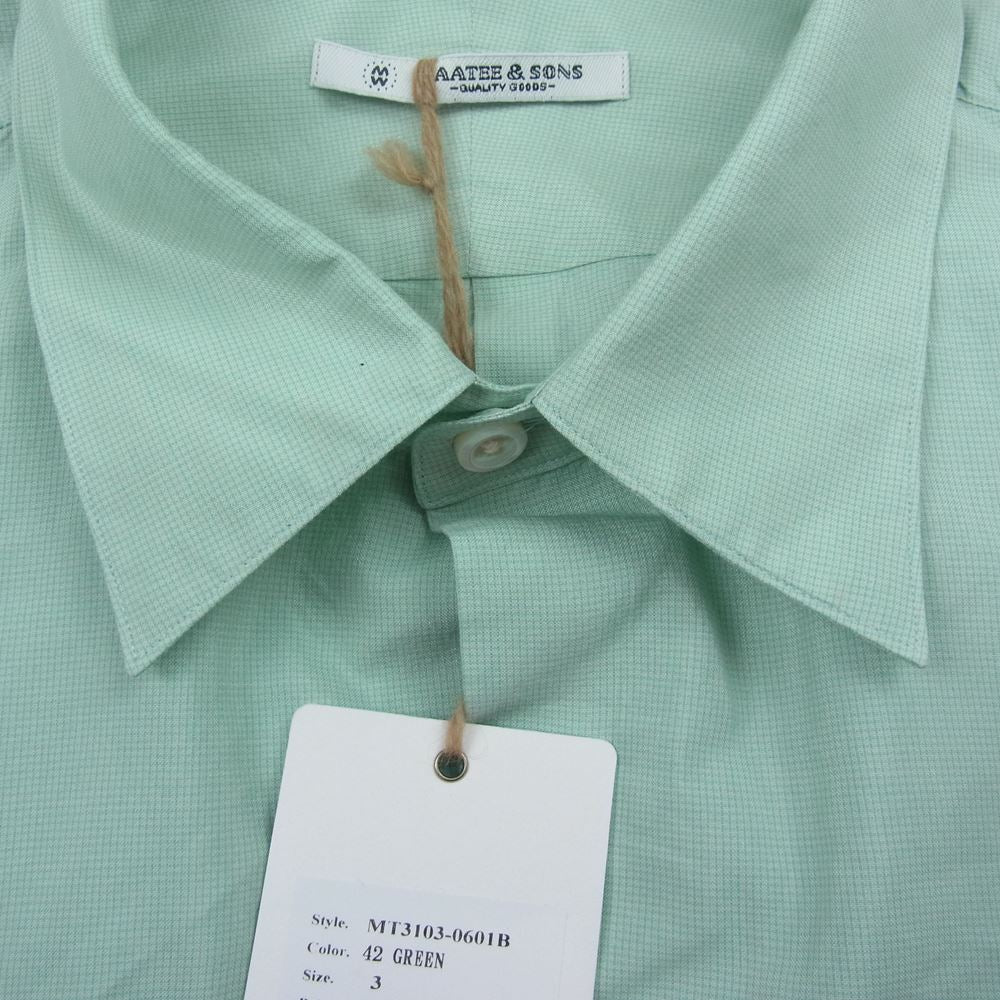 マーティーアンドサンズ 23SS MT3103-0601B ELIZABETH REGULAR COLLAR SHIRTS エリザベス レギュラー カラー コットン シルク シャツ 長袖 グリーン系 3【美品】【中古】