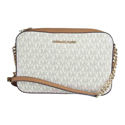 Michael Kors マイケルコース シグネチャー チェーン ショルダー バッグ MK ロゴ ライトブラウン系【中古】