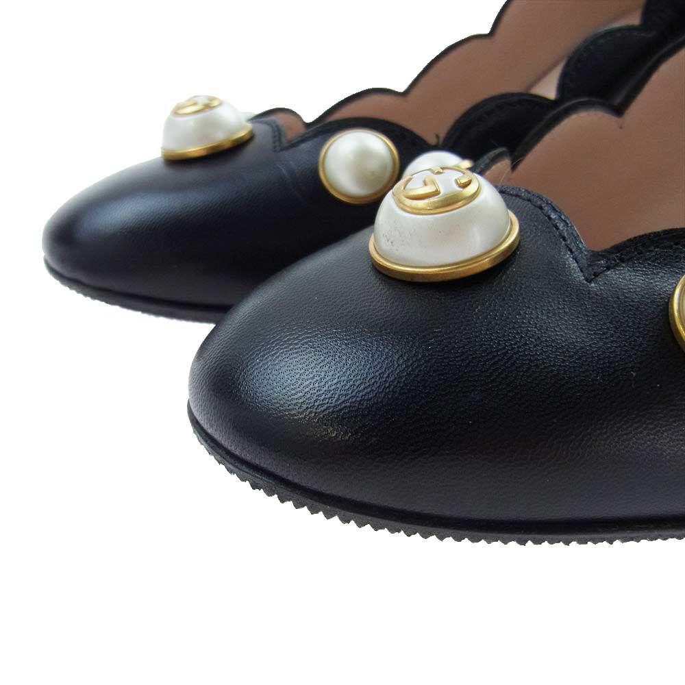 GUCCI グッチ 565856 C9D00 1000 フェイクパール パンプス ブラック系 35.5【中古】