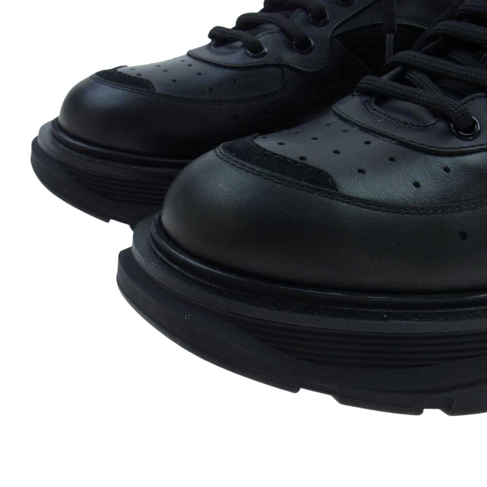 Alexander McQueen アレキサンダーマックイーン 627222WHRH51081 SCARPA PELLE GOMMA LO.TPU カーフレザー スエード切替 ローカット レースアップ スニーカー ブラック系 40【極上美品】【中古】