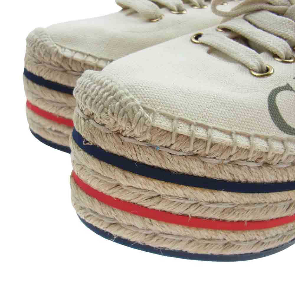 GUCCI グッチ 525711 ロゴプリント プラットフォーム シェリーライン エスパドリーユ 厚底 スニーカー 35【美品】【中古】