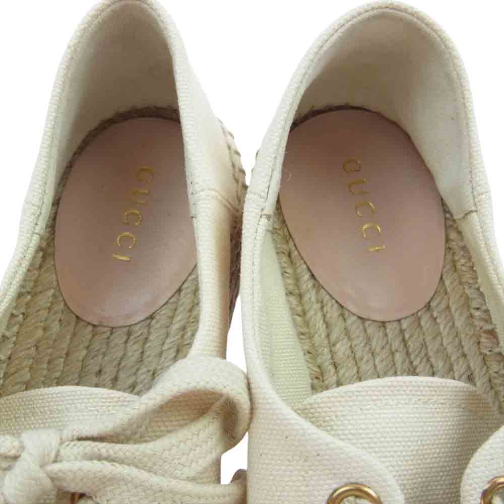 GUCCI グッチ 525711 ロゴプリント プラットフォーム シェリーライン エスパドリーユ 厚底 スニーカー 35【美品】【中古】