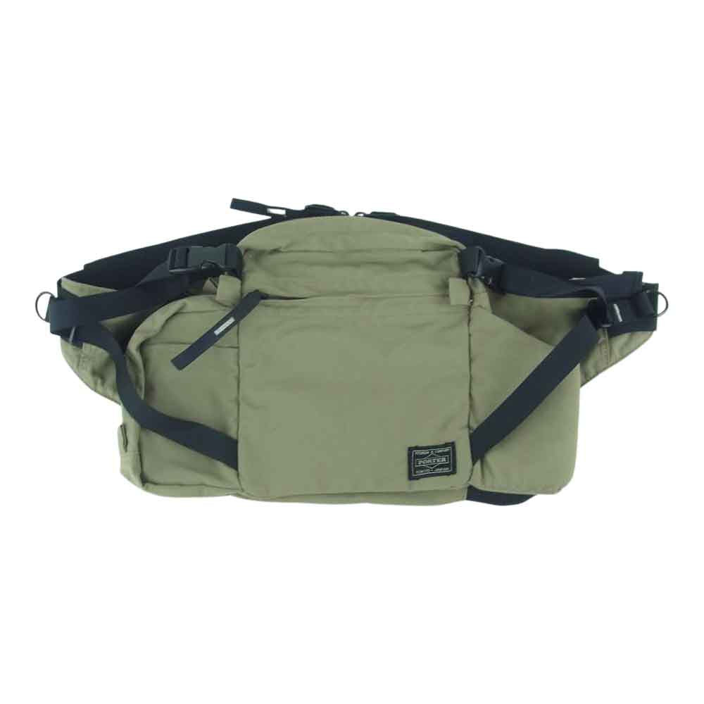 PORTER ポーター ウエストバッグ ボディバッグ ボトルホルダー付 バッグ グレイッシュライトカーキ系【中古】