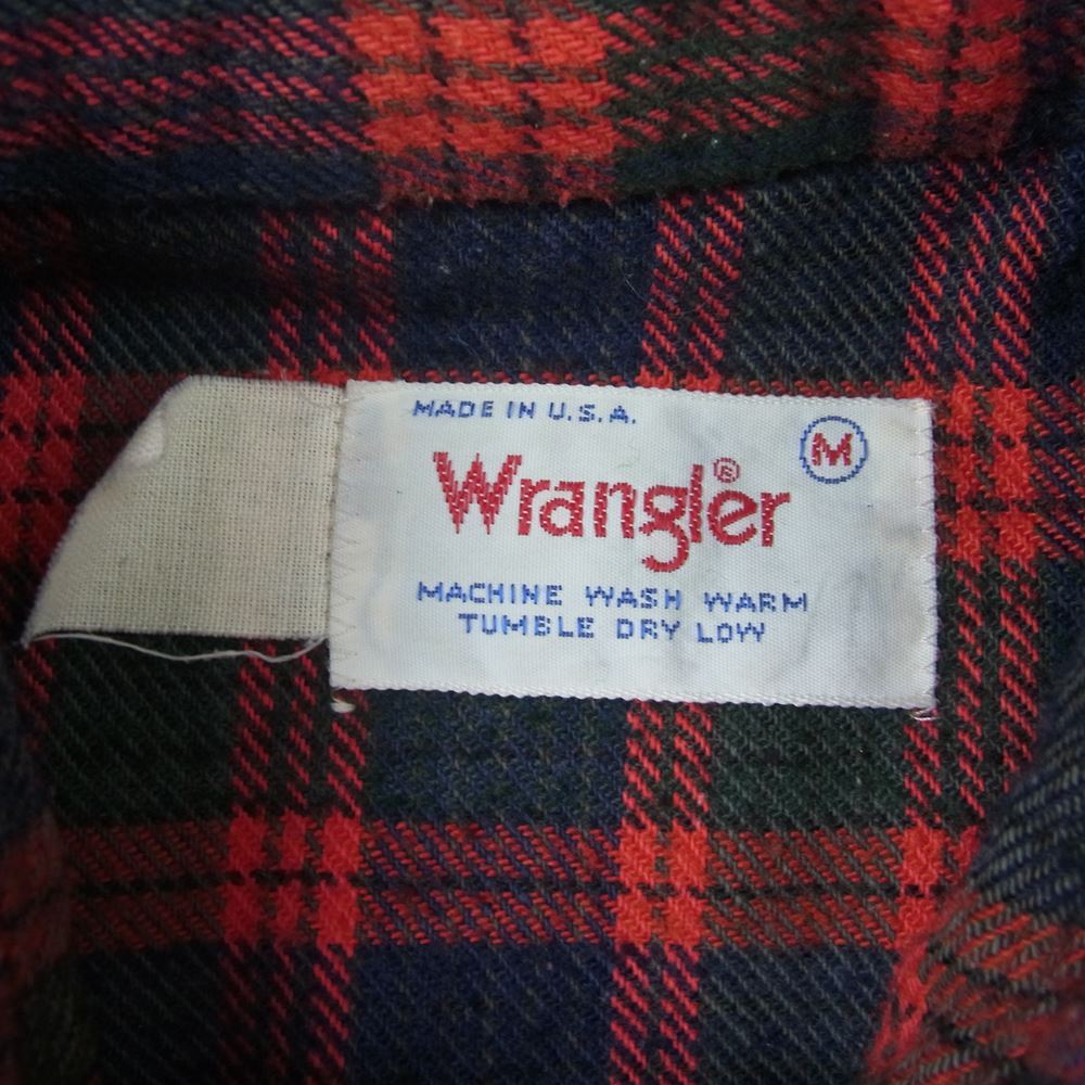 Wrangler ラングラー USA製 70s 白タグ ヴィンテージ チェック ウエスタン シャツ レッド系 M【中古】