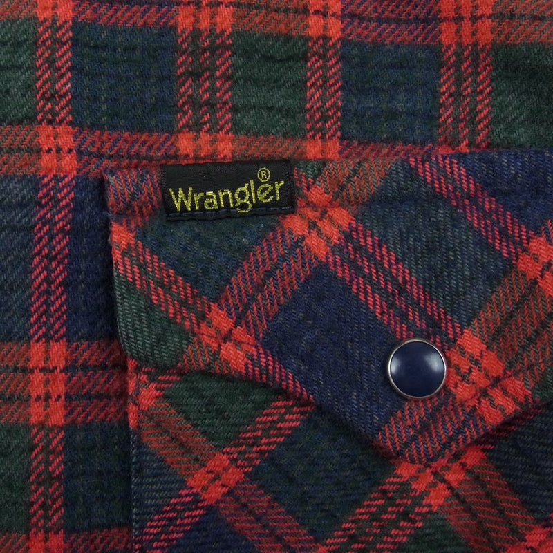 Wrangler ラングラー USA製 70s 白タグ ヴィンテージ チェック ウエスタン シャツ レッド系 M【中古】