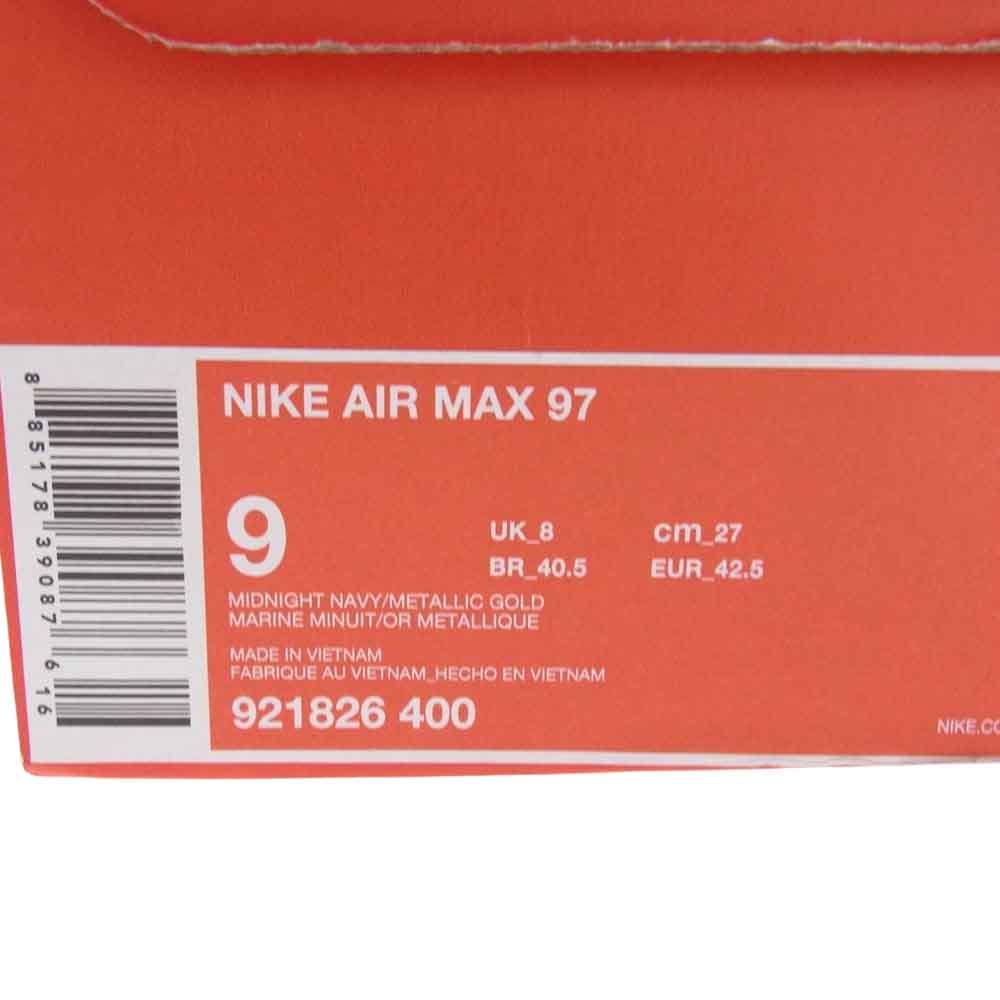 NIKE ナイキ 921826-400 AIR MAX 97 エアマックス MIDNIGHT NAVY METALLIC GOLD ミッドナイト ネイビー メタリック ゴールド スニーカー ネイビー系 27cm【中古】