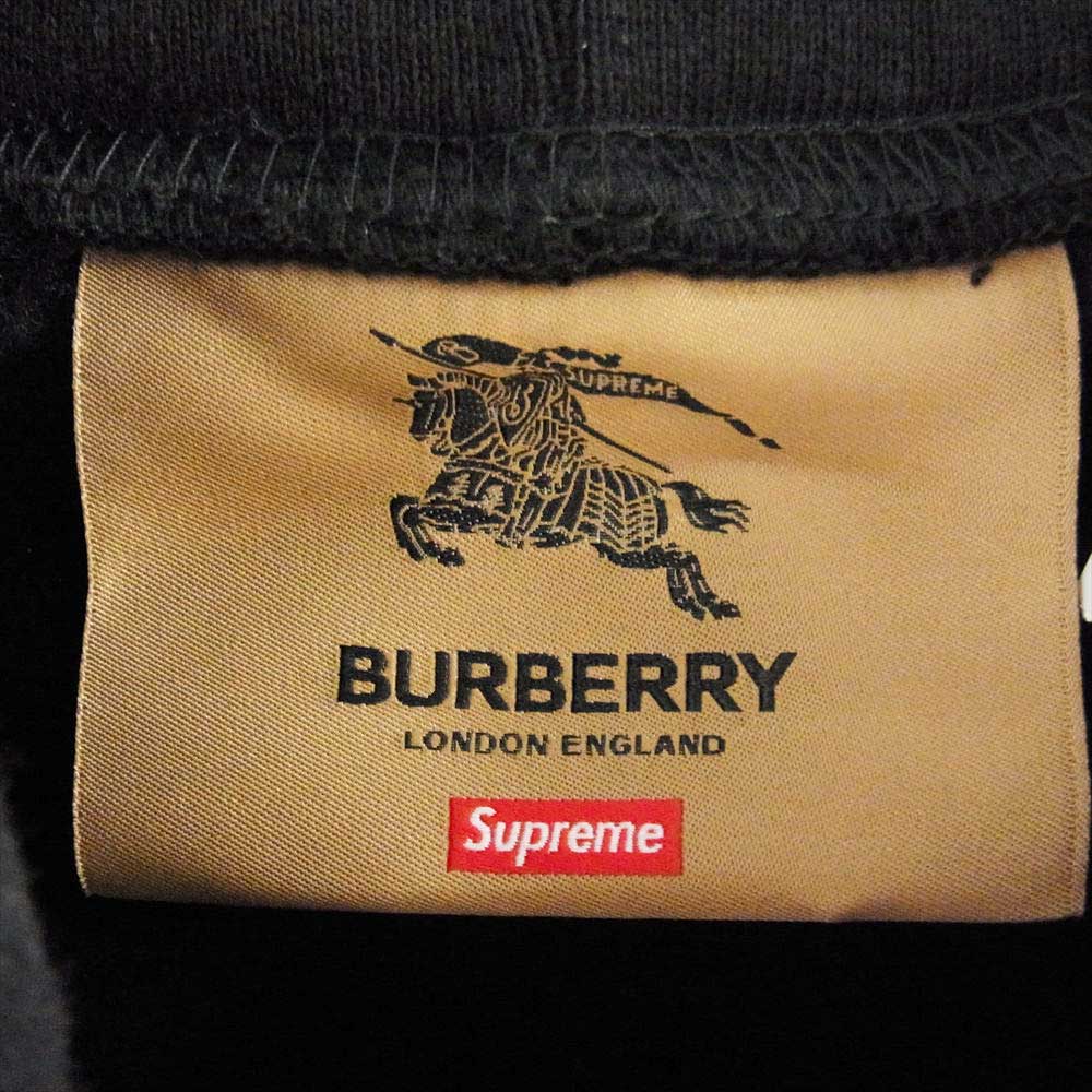 Supreme シュプリーム 22SS Burberry Box Logo Hooded Sweatshirt バーバリー ボックス ロゴ フーディー スウェットシャツ ブラック系 M【極上美品】【中古】