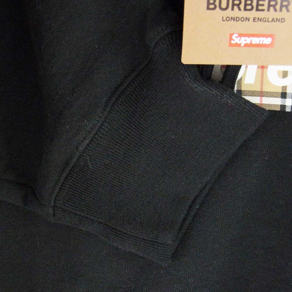 Supreme シュプリーム 22SS Burberry Box Logo Hooded Sweatshirt バーバリー ボックス ロゴ フーディー スウェットシャツ ブラック系 M【極上美品】【中古】