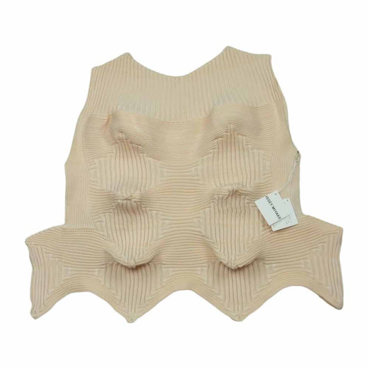 ISSEY MIYAKE イッセイミヤケ 23SS IM31-KN797-40 LINKAGE SLEEVELESS TOP 立体 変形 ノースリーブ ニット トップ カットソー ベージュ系 2【極上美品】【中古】