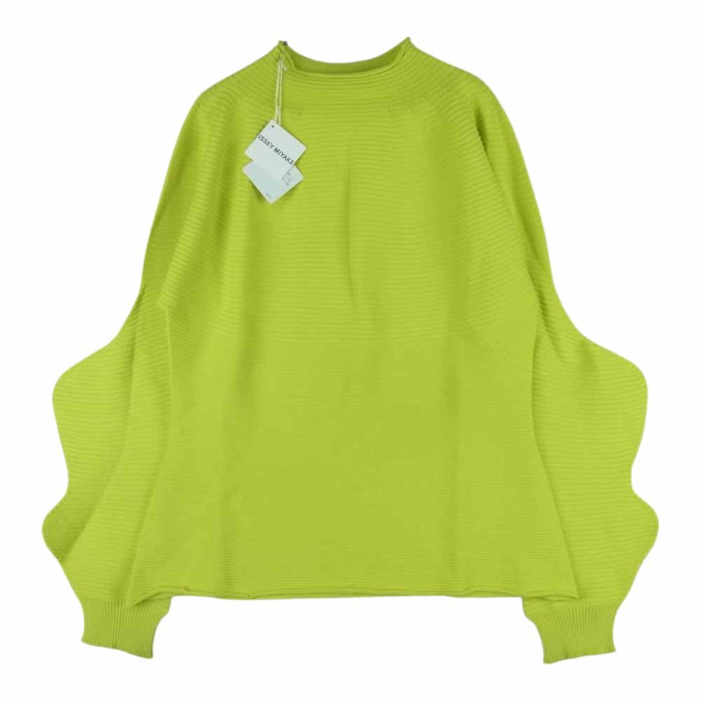 ISSEY MIYAKE イッセイミヤケ 23SS IM31-KN767-52 CONCRETION TOP ボトルネック 袖変形 ニット カットソー イエロー系 2【新古品】【未使用】【中古】