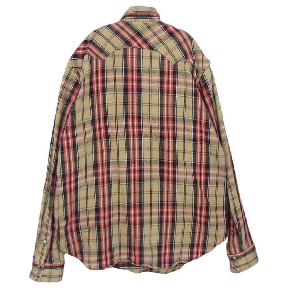Denime ドゥニーム ヘビーネル チェック ウエスタン シャツ ベージュ系 L【中古】