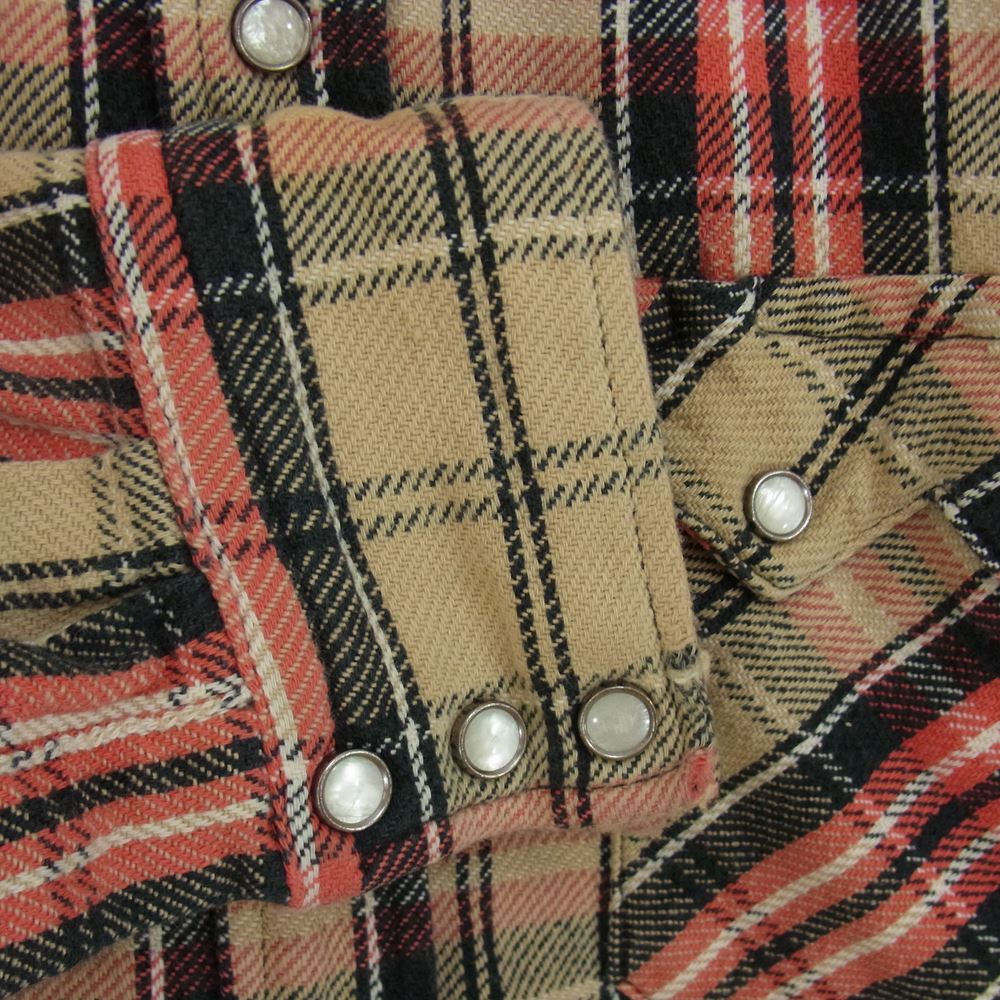 Denime ドゥニーム ヘビーネル チェック ウエスタン シャツ ベージュ系 L【中古】