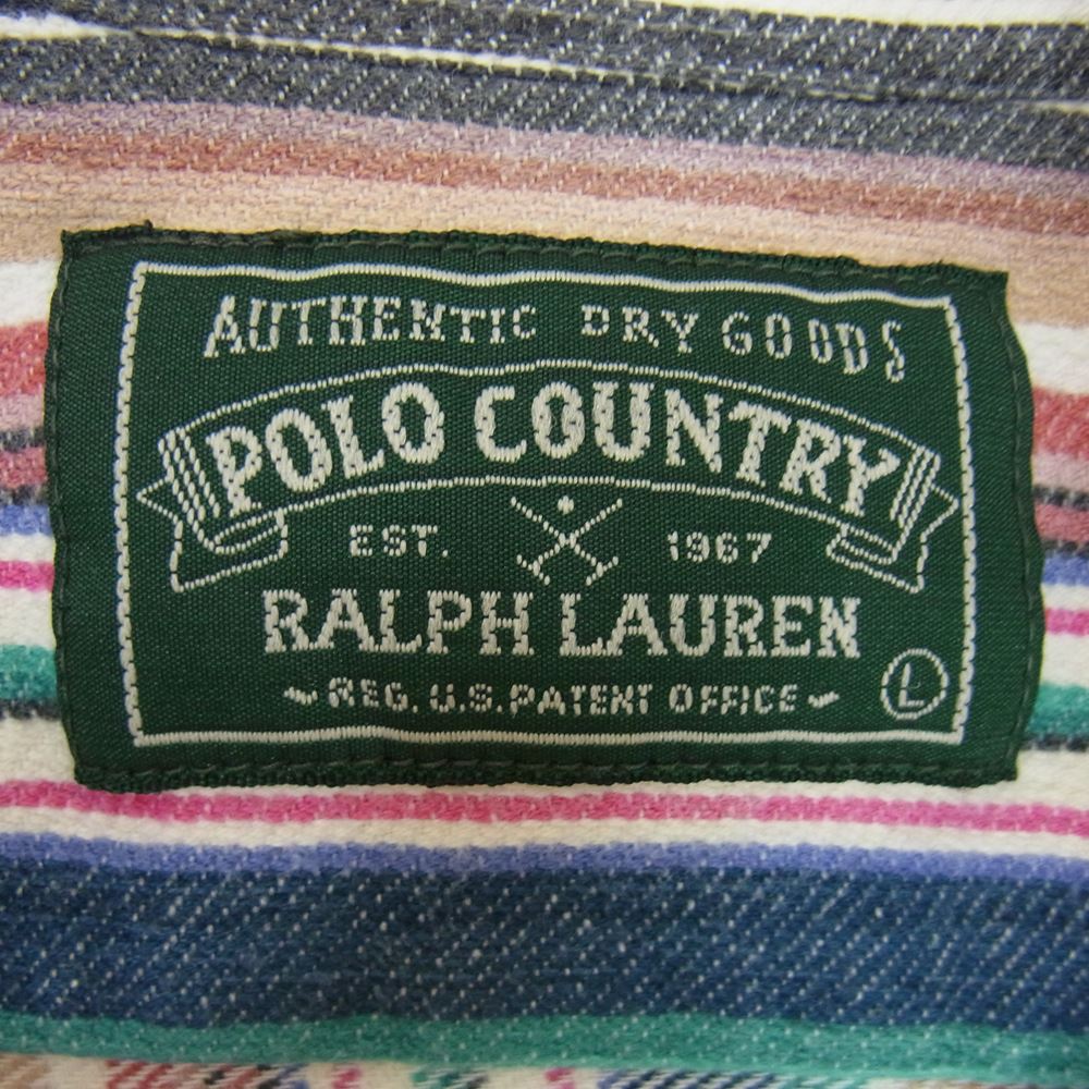 RALPH LAUREN ラルフローレン POLO COUNTRY ポロ カントリー ストライプ オープン シャツ マルチカラー系 L【中古】