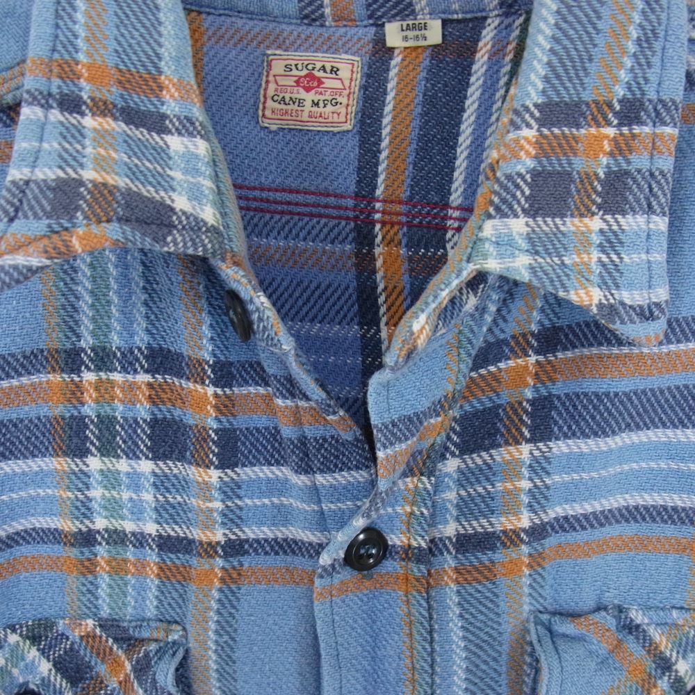 SUGAR CANE シュガーケーン ネル チェック ワーク シャツ ライトブルー系 L【中古】