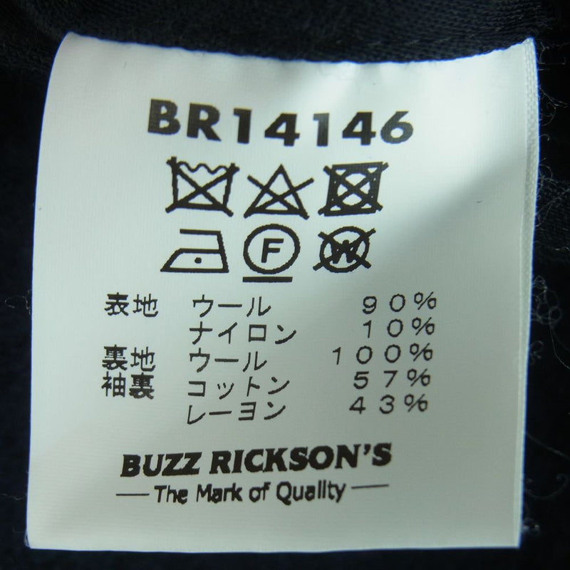 Buzz Rickson's バズリクソンズ BR14146 PEA COAT LONG MODEL WOOL LINING NAVAL CLOTHING FACTORY ピーコート ダークネイビー系 36【中古】