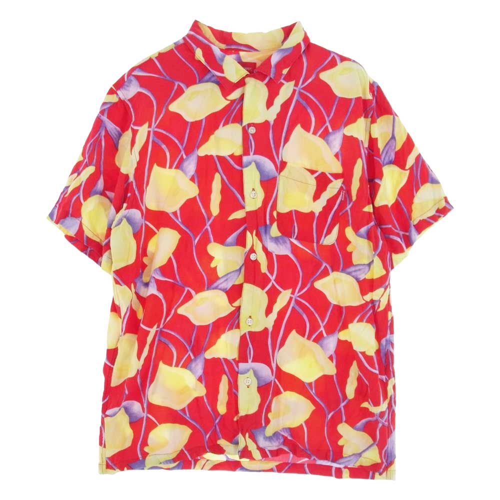 Supreme シュプリーム 18SS Lily Rayon Shirt リリィ 百合 総柄 半袖 レーヨン 開襟 シャツ  L【中古】