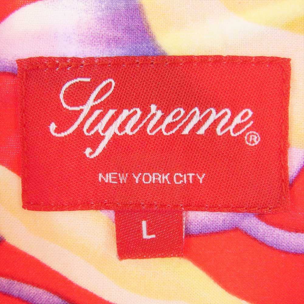 Supreme シュプリーム 18SS Lily Rayon Shirt リリィ 百合 総柄 半袖 レーヨン 開襟 シャツ  L【中古】