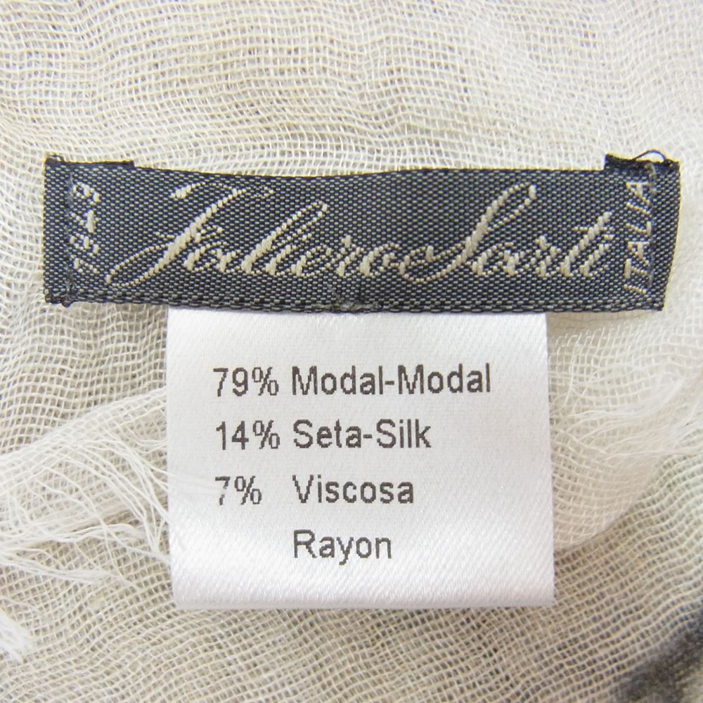 Faliero Sarti ファリエロサルティ テキスト デザイン シルク スカーフ ベージュ系【中古】