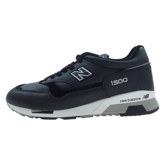 NEW BALANCE ニューバランス M1500BK 英国製 オールレザー ローカット スニーカー ブラック系 26cm【美品】【中古】