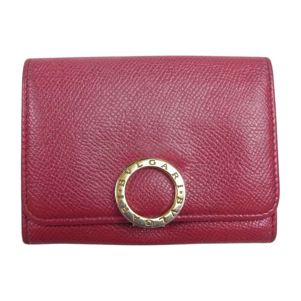 BVLGARI ブルガリ ロゴ クリップ レザー カードケース 名刺入れ ピンク系【中古】