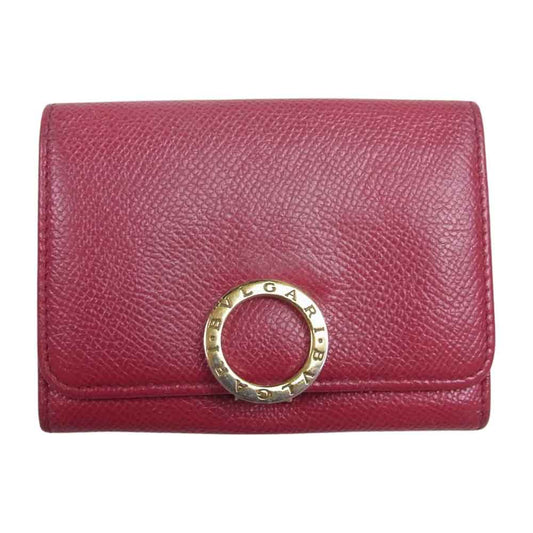 BVLGARI ブルガリ ロゴ クリップ レザー カードケース 名刺入れ ピンク系【中古】