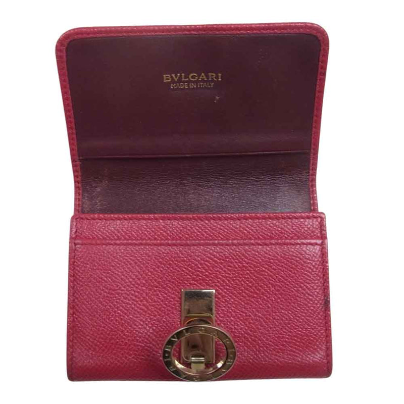 BVLGARI ブルガリ ロゴ クリップ レザー カードケース 名刺入れ ピンク系【中古】