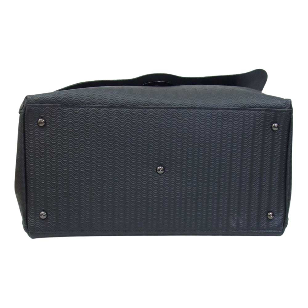 ZANELLATO ザネラート POSTINA ポスティーナ 2WAY 波柄 フラップ メッセンジャー ショルダーバッグ  ブラック系【中古】