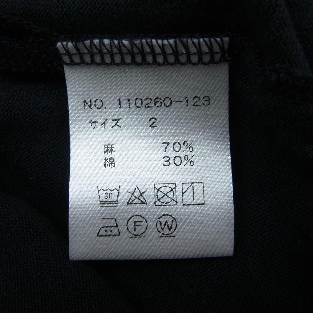 ウィロウ 23SS 110260-123 LINEN COTTON HALF SLEEVE CUT&SEWN リネン コットン 半袖 ハーフスリーブ カットソー Tシャツ ブラック系 2【美品】【中古】