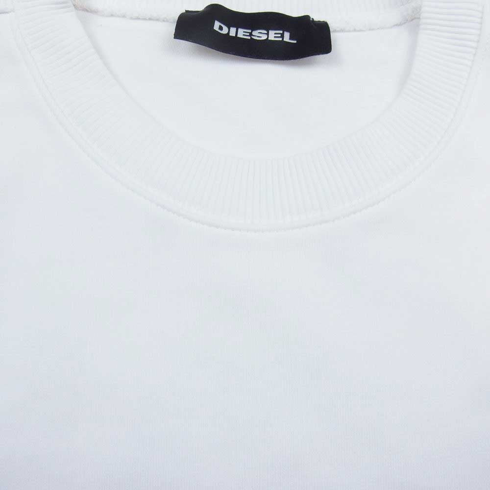 DIESEL ディーゼル リフレクターパッチ ロゴ クルーネック スウェット トレーナー ホワイト系 L【中古】