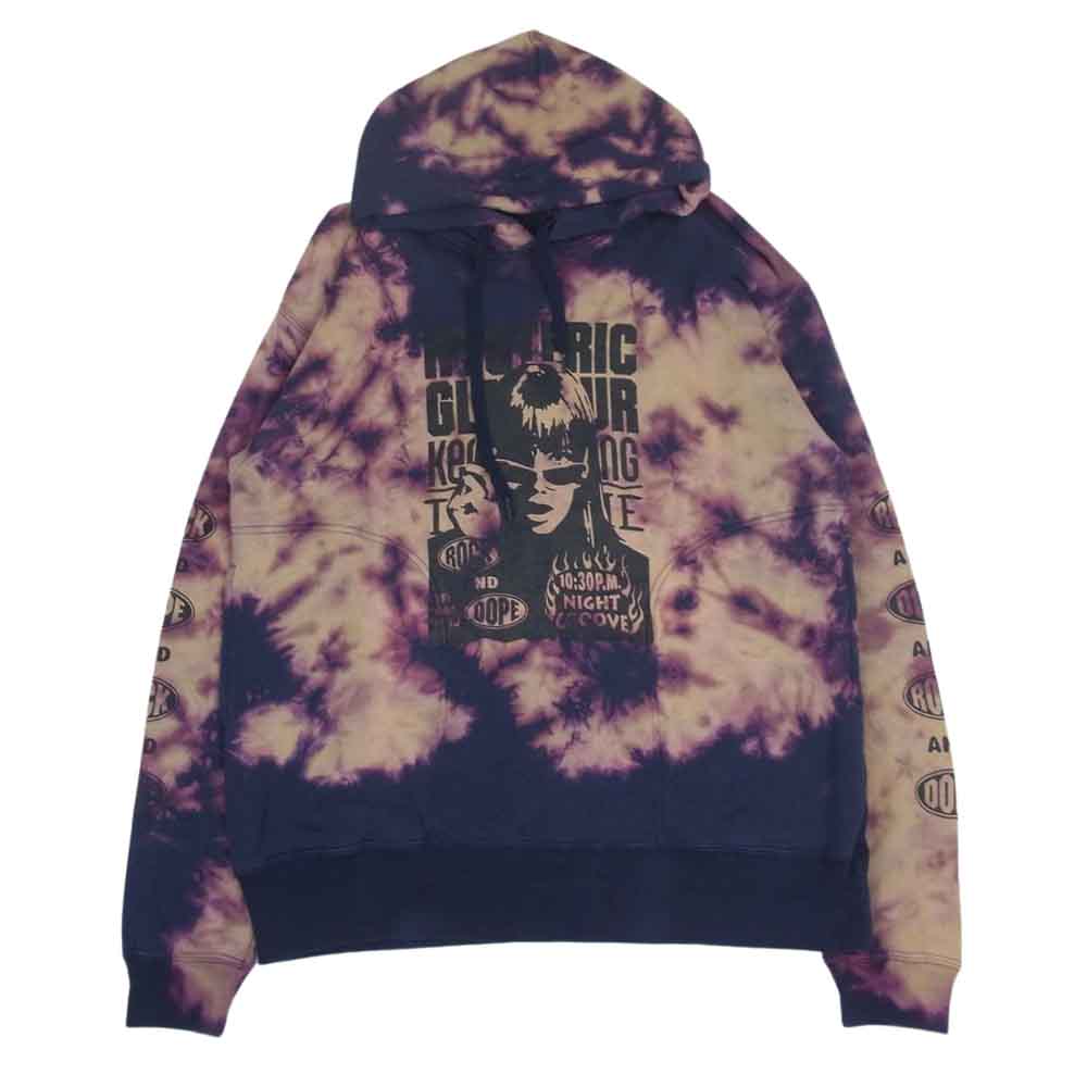 HYSTERIC GLAMOUR ヒステリックグラマー 02193CF12 ROCK AND DOPE ガール グラフィック プリント タイダイ プルオーバ― パーカー パープル系 ネイビー系 L【中古】