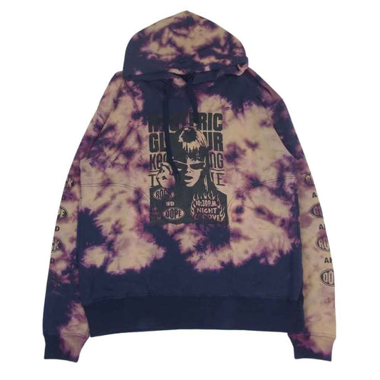 HYSTERIC GLAMOUR ヒステリックグラマー 02193CF12 ROCK AND DOPE ガール グラフィック プリント タイダイ プルオーバ― パーカー パープル系 ネイビー系 L【中古】