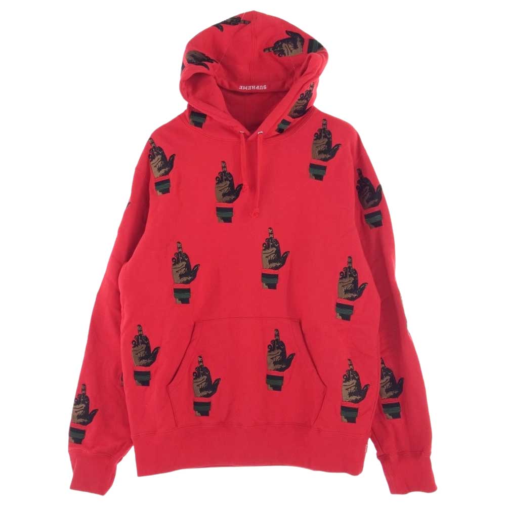 Supreme シュプリーム 19AW dead prez RBG Embroidered Hooded Sweatshirt デッドプレズ ハンド 刺繍 フーデッド スウェット プルオーバ― パーカー レッド系 M【中古】