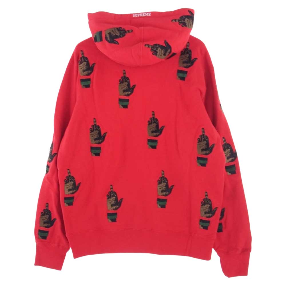 Supreme シュプリーム 19AW dead prez RBG Embroidered Hooded Sweatshirt デッドプレズ ハンド 刺繍 フーデッド スウェット プルオーバ― パーカー レッド系 M【中古】