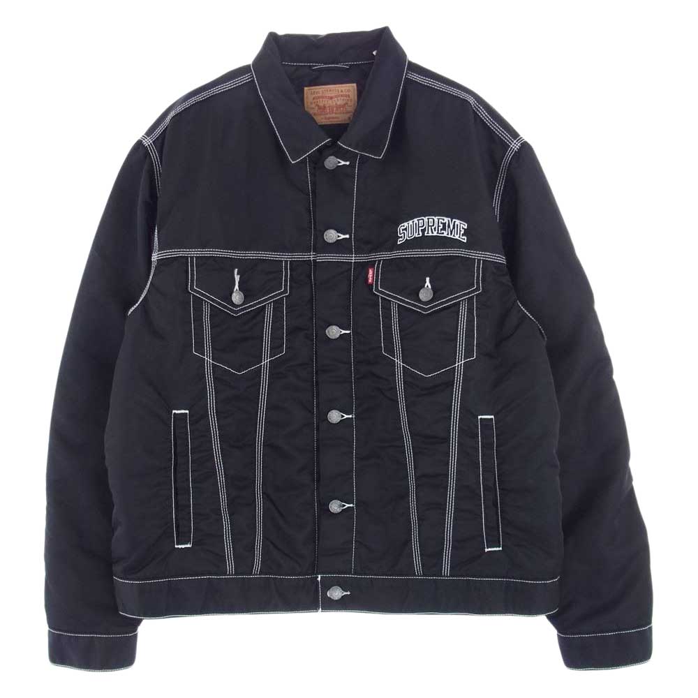 Supreme シュプリーム 19AW × LEVI'S リーバイス Nylon Trucker Jacket ナイロン ロゴ トラッカー ジャケット ブラック系 M【中古】