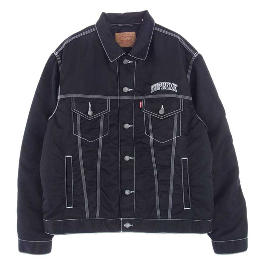 Supreme シュプリーム 19AW × LEVI'S リーバイス Nylon Trucker Jacket ナイロン ロゴ トラッカー ジャケット ブラック系 M【中古】