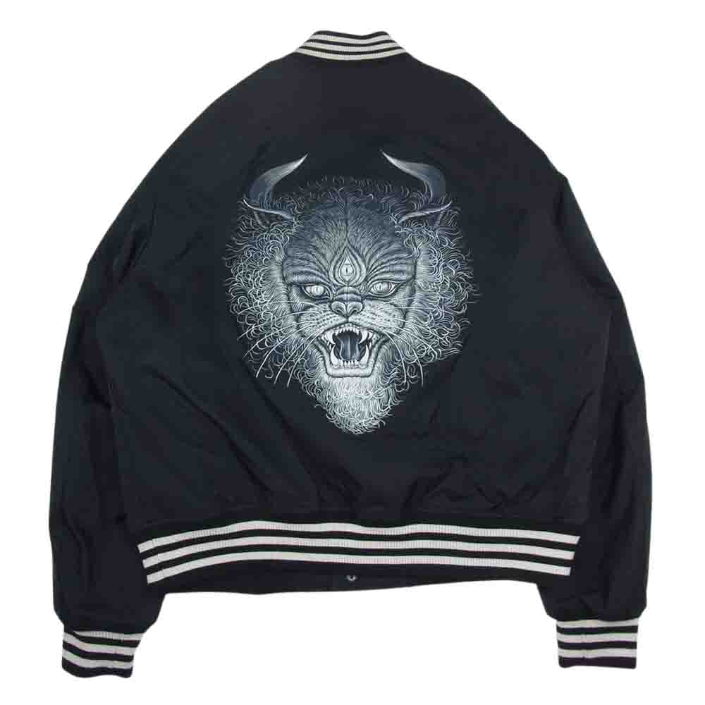 Y-3 Yohji Yamamoto ワイスリー ヨウジヤマモト FP8930 BOMBER JACKET フクネコ バックプリント ナイロン スタジアム ボンバー ジャケット スタジャン  ブラック系 L【中古】