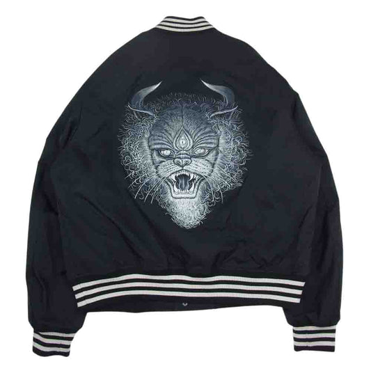 Y-3 Yohji Yamamoto ワイスリー ヨウジヤマモト FP8930 BOMBER JACKET フクネコ バックプリント ナイロン スタジアム ボンバー ジャケット スタジャン  ブラック系 L【中古】