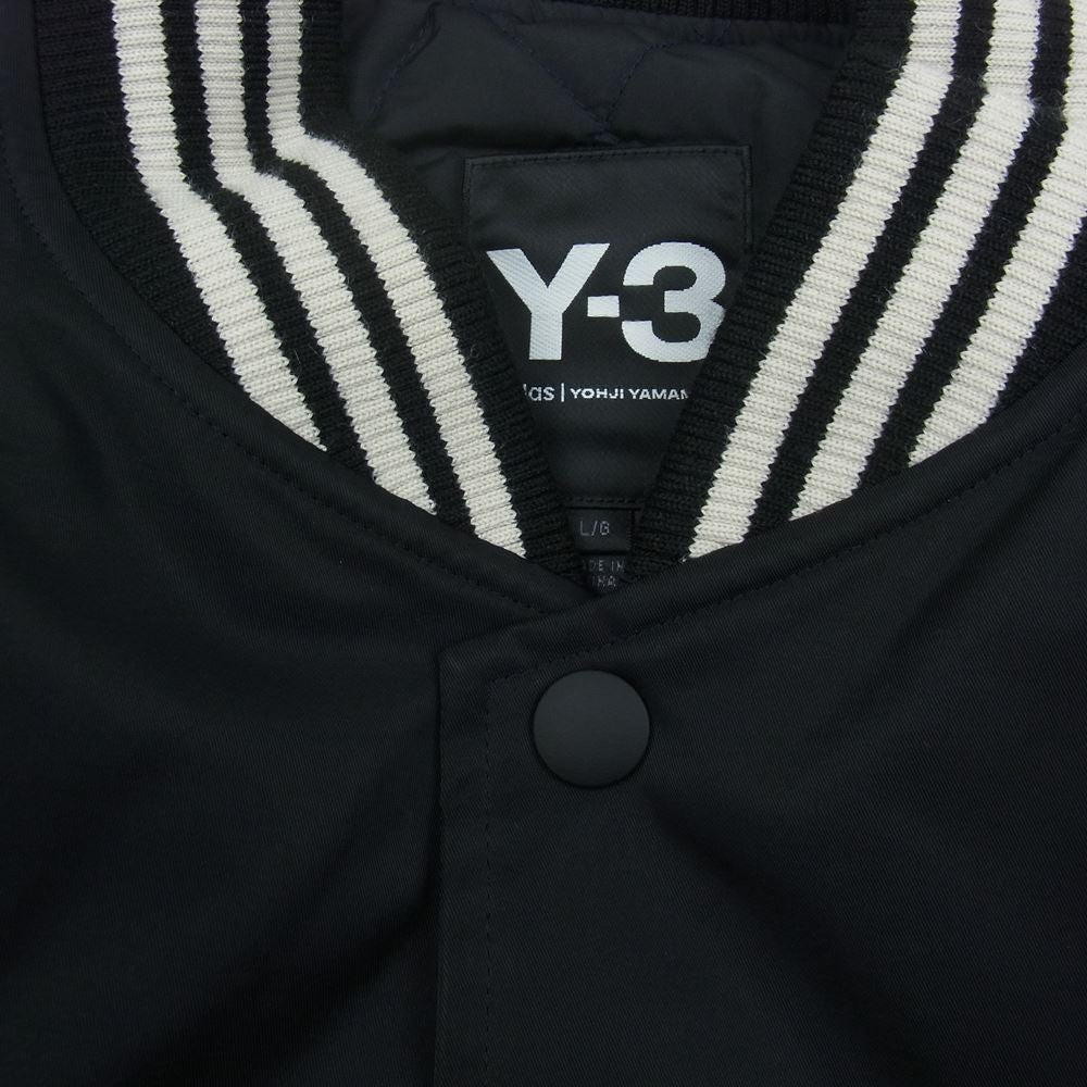 Y-3 Yohji Yamamoto ワイスリー ヨウジヤマモト FP8930 BOMBER JACKET フクネコ バックプリント ナイロン スタジアム ボンバー ジャケット スタジャン  ブラック系 L【中古】