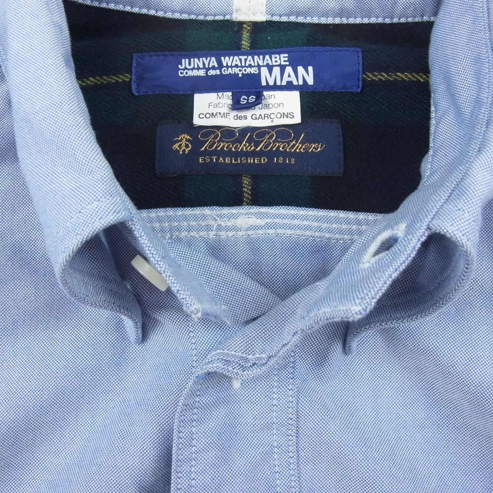 JUNYA WATANABE COMME des GARCONS MAN ジュンヤワタナベコムデギャルソンマン Brooks Brothers ブルックスブラザーズ AD2008 WB-B034 ウール切替 オックスフォード B.D シャツ ブルー系 SS【中古】