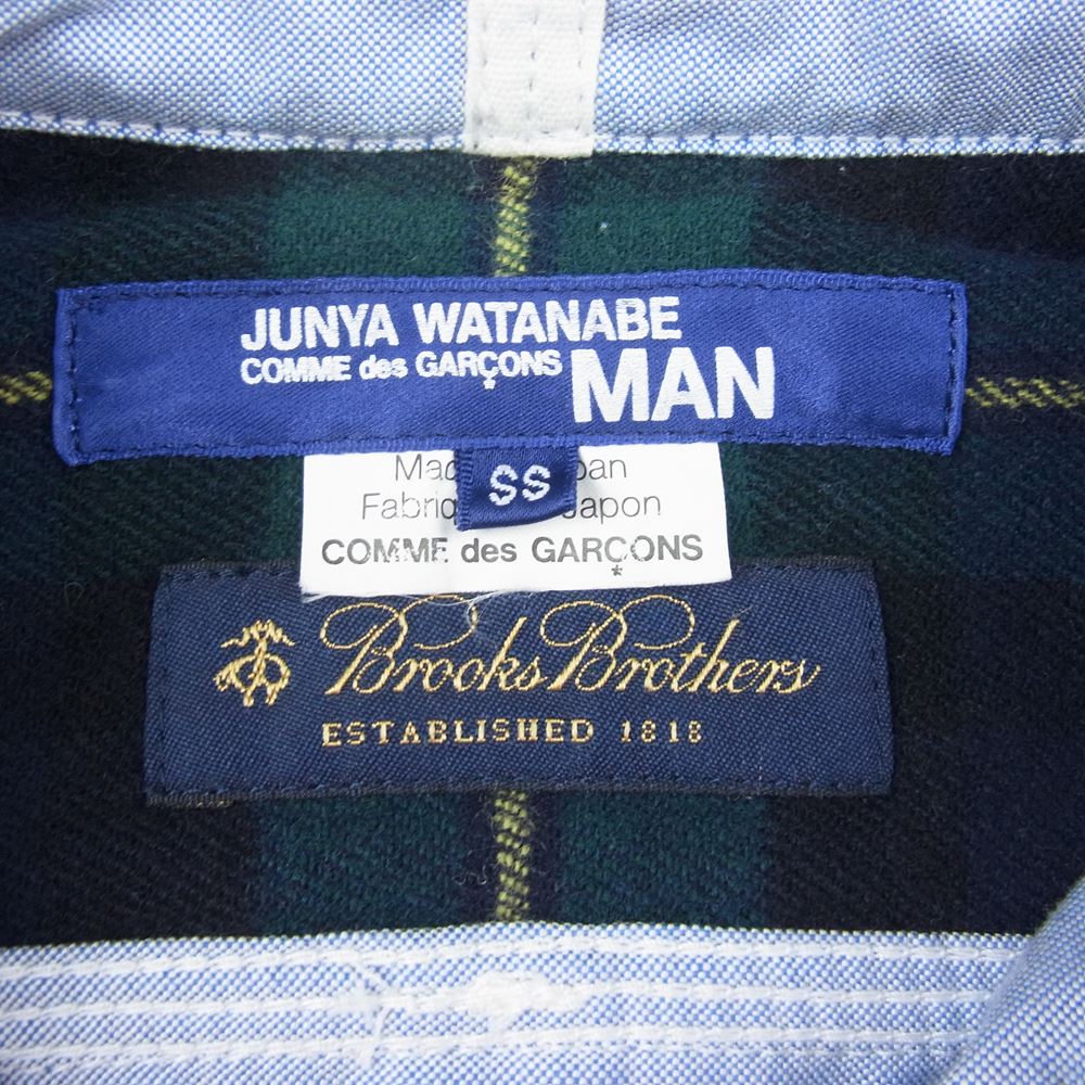 JUNYA WATANABE COMME des GARCONS MAN ジュンヤワタナベコムデギャルソンマン Brooks Brothers ブルックスブラザーズ AD2008 WB-B034 ウール切替 オックスフォード B.D シャツ ブルー系 SS【中古】