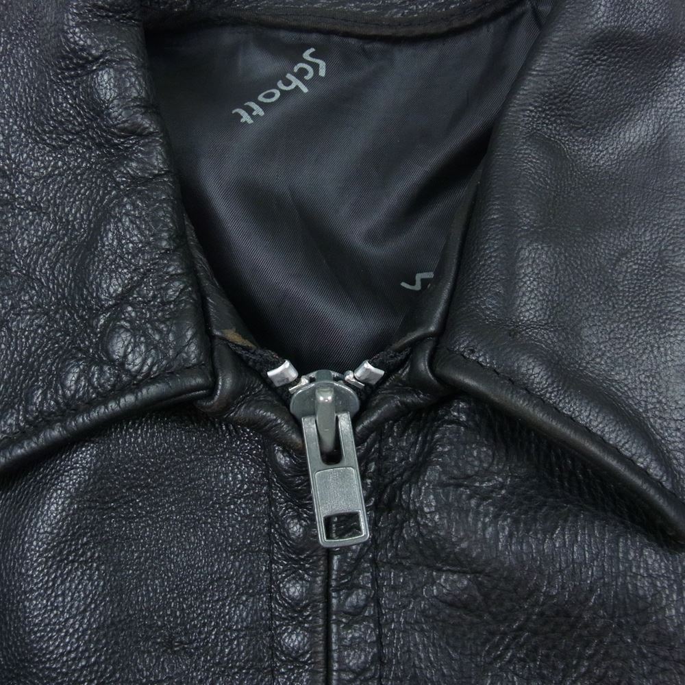 schott ショット 643 襟付き レザー シングル ライダース ジャケット ブラック系 34【中古】