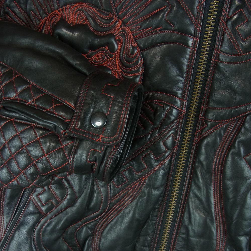 マークブキャナン PELLE PELLE ペレペレ レザー ジャケット ブラック系 レッド系 42【中古】