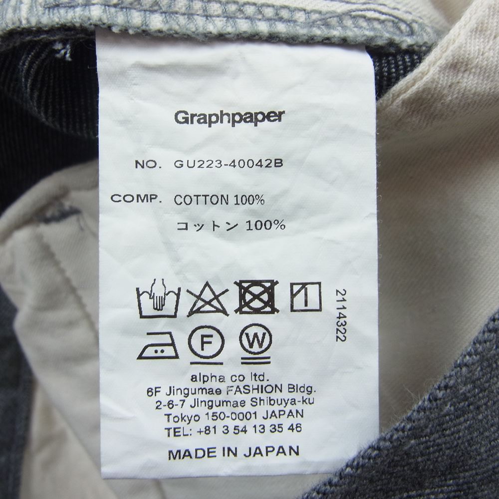 GRAPHPAPER グラフペーパー GU223-40042B  COLORFAST DENIM TWO TUCK PANTS ブラック系 2【美品】【中古】