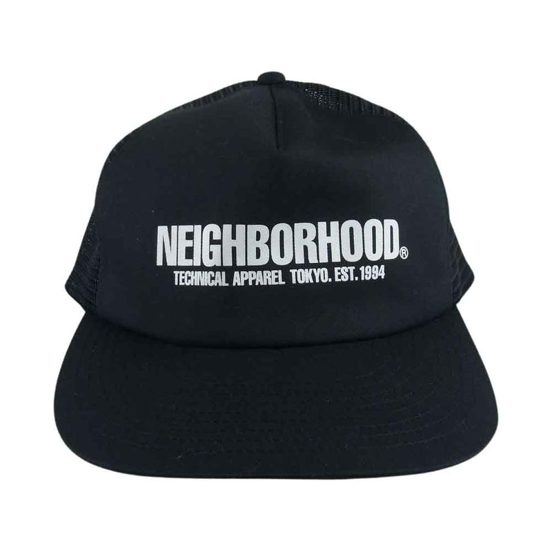 NEIGHBORHOOD LOGO PRINT MESH CAP BLACK | hartwellspremium.com